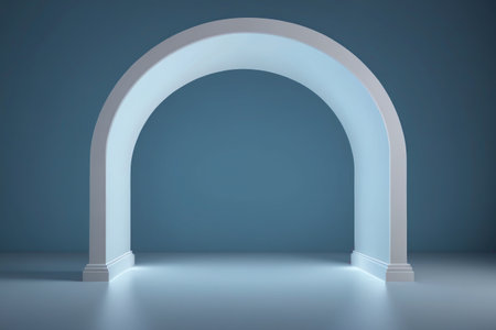 Simple blue background white arched doorの素材