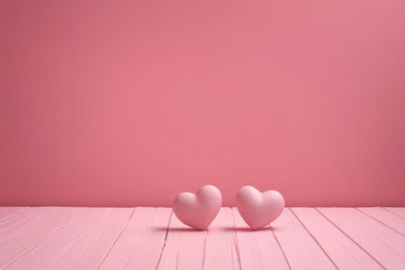 Double heart decoration on pink backgroundの素材