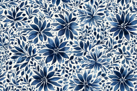 Blue and white floral pattern background decoration materialの素材