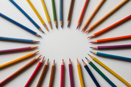 Colored pencils arranged in a circle Still lifeの素材