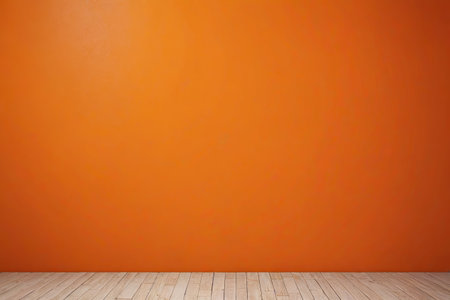 Orange background wooden floor sceneの素材