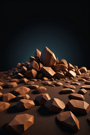 arafed image of a pile of rocks on a black surfaceの素材