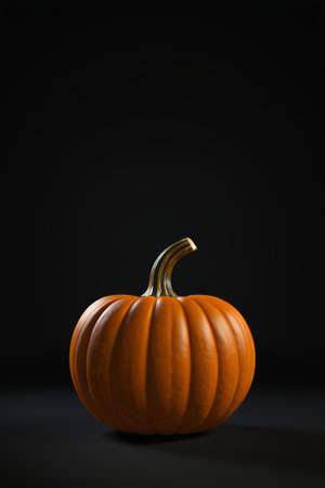 there is a small pumpkin sitting on a black surfaceの素材