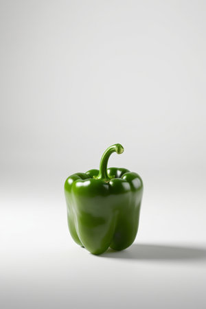 there is a green pepper that is sitting on a white surfaceの素材
