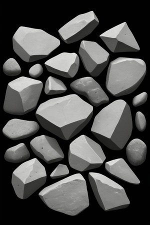 a close up of a bunch of rocks on a black backgroundの素材