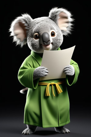 araffe dressed in a robe holding a piece of paperの素材
