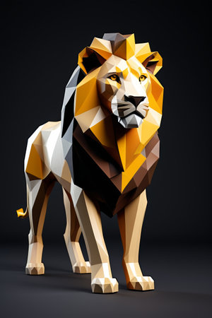 a close up of a lion statue on a black backgroundの素材