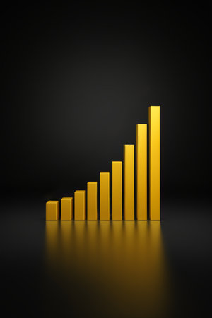 arafed image of a golden bar chart on a black backgroundの素材