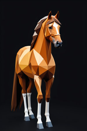 there is a low polygonal horse standing on a black backgroundの素材