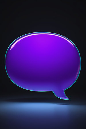 a close up of a purple speech bubble on a black backgroundの素材