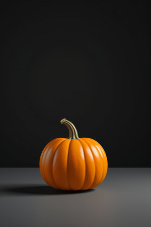 there is a small orange pumpkin sitting on a tableの素材