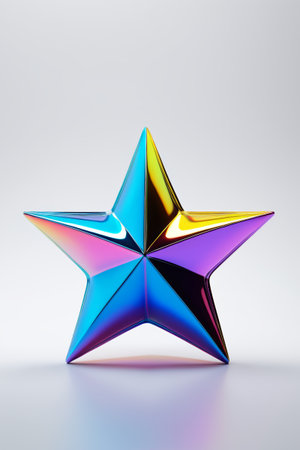 a close up of a shiny star on a white surfaceの素材