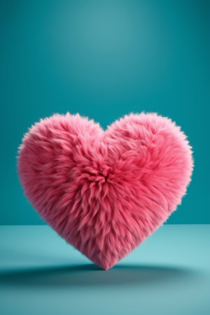 a close up of a heart shaped pillow on a tableの素材
