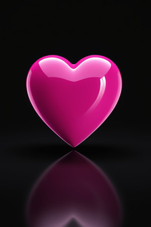 a close up of a pink heart on a black backgroundの素材