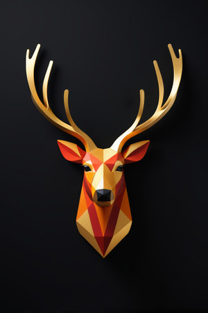 a close up of a deer head with a geometric pattern on itの素材