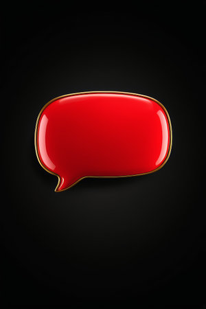 a close up of a red speech bubble on a black backgroundの素材