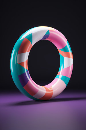 a close up of a colorful object on a purple surfaceの素材