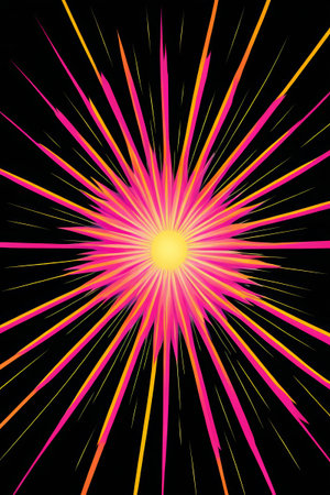 a close up of a bright pink and yellow star burstの素材