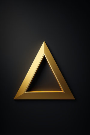 a close up of a golden triangle on a black backgroundの素材