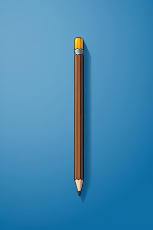 arafed pencil with a long shadow on a blue backgroundの素材