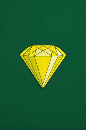 a close up of a yellow diamond on a green backgroundの素材