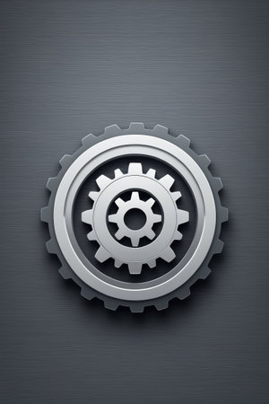 a close up of a metal gear wheel on a metal surfaceの素材