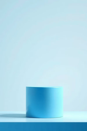 there is a blue cake on a white table with a blue backgroundの素材