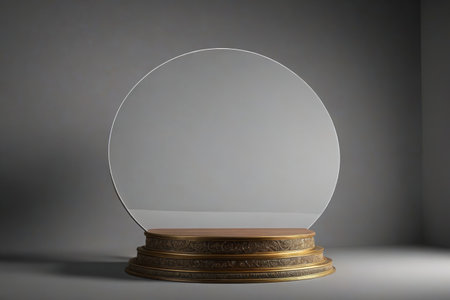 Round transparent display table still life materialの素材
