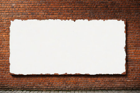 Blank billboard on red brick wallの素材