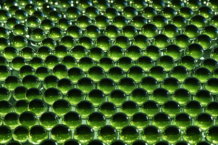 Green spheres are arranged in a shiny patternの素材