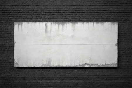 Black brick wall hanging white textured decorative panelsの素材