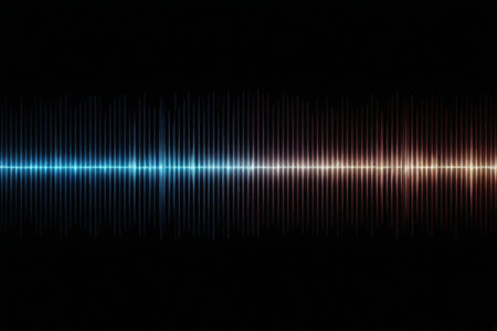 Color audio waveform with black backgroundの素材