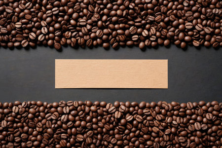 Coffee beans with blank label background imageの素材