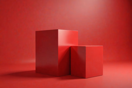 Cubic cube on red backgroundの素材