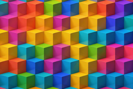 Colorful geometric cube pattern backgroundの素材
