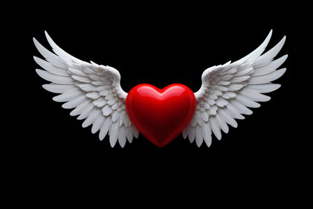 Red heart with wingsの素材