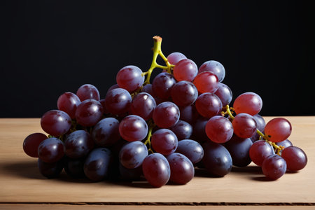Still Life with Purple Grapes on a Wooden Tableの素材