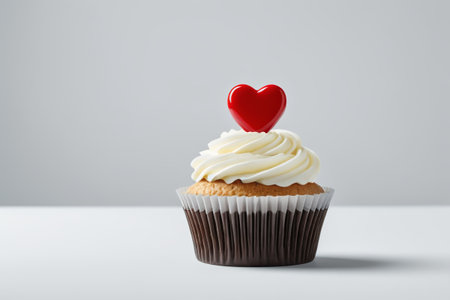 Cupcakes with red heart decorationsの素材