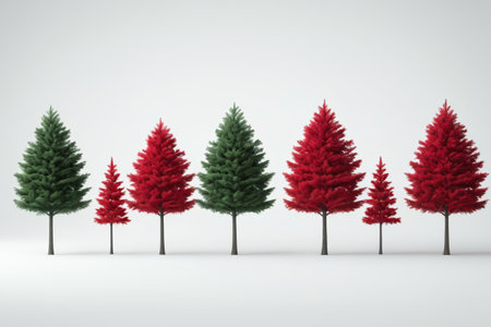 Red and green Christmas tree arrangement displayの素材