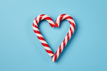 Heart shaped candy bar with blue background close-upの素材