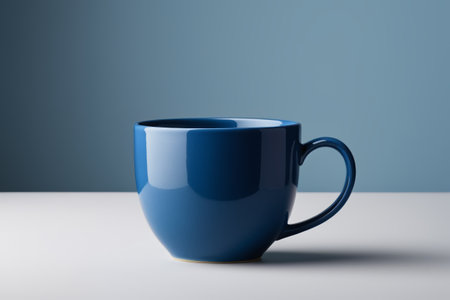 Close-up of a still life in a blue ceramic cupの素材