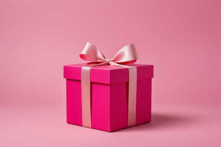 Pink gift box with ribbon decorationの素材