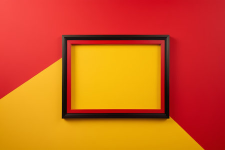 Black frame on red and yellow backgroundの素材