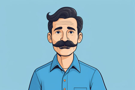 Animated image of a man wearing a blue shirt and a beardの素材