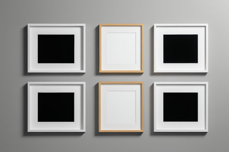 Blank photo frame decorative combination on the wallの素材