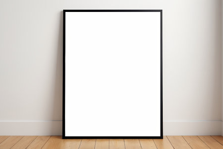 Display the scene against the wall with a blank frameの素材