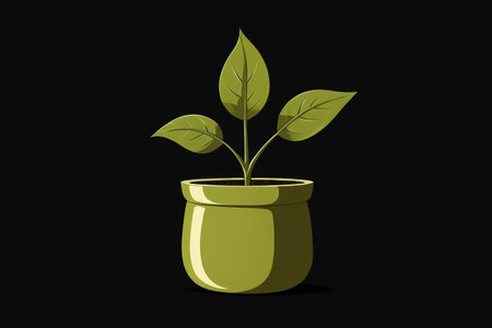 Potted Green Plant Illustrationの素材