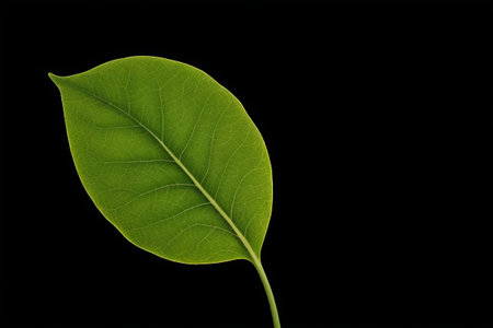 Green single leaf close-up materialの素材