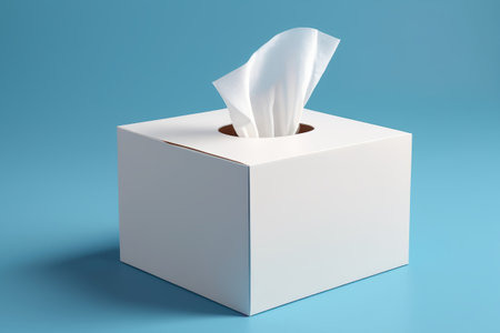 White tissue box and pulled tissuesの素材