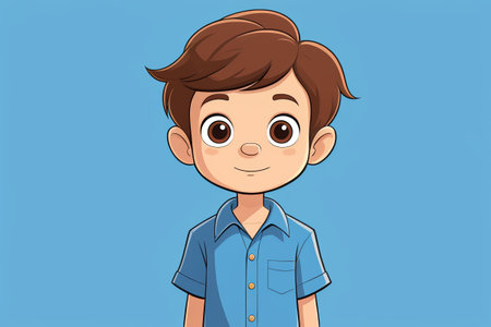 Cartoon boy image in blue shirtの素材